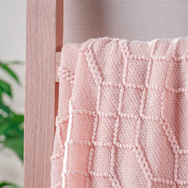 manta tricot champagne detalhe